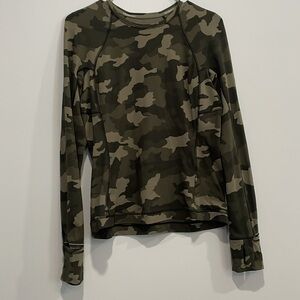 lululemon athletica Camo Long Sleeve Top - Green and Brown- light weight-